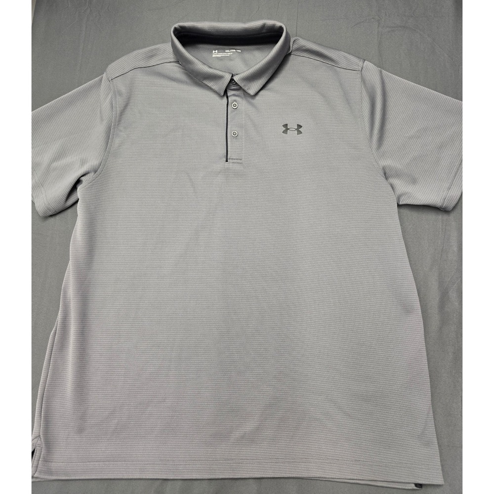 Under Armour Mens XXL Gray HeatGear Loose Fit Short Sleeve Golf Polo Shirt